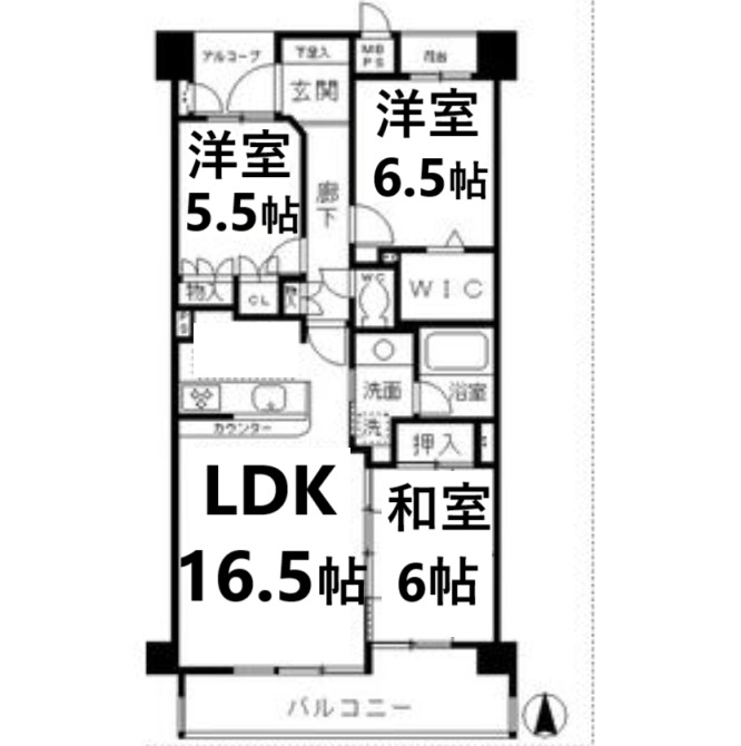 名古屋市東区芳野のマンションの間取り