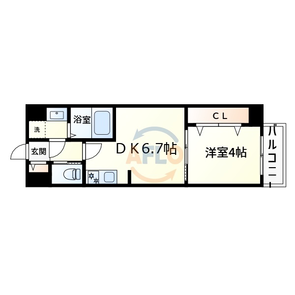 大阪市天王寺区烏ケ辻のマンションの間取り