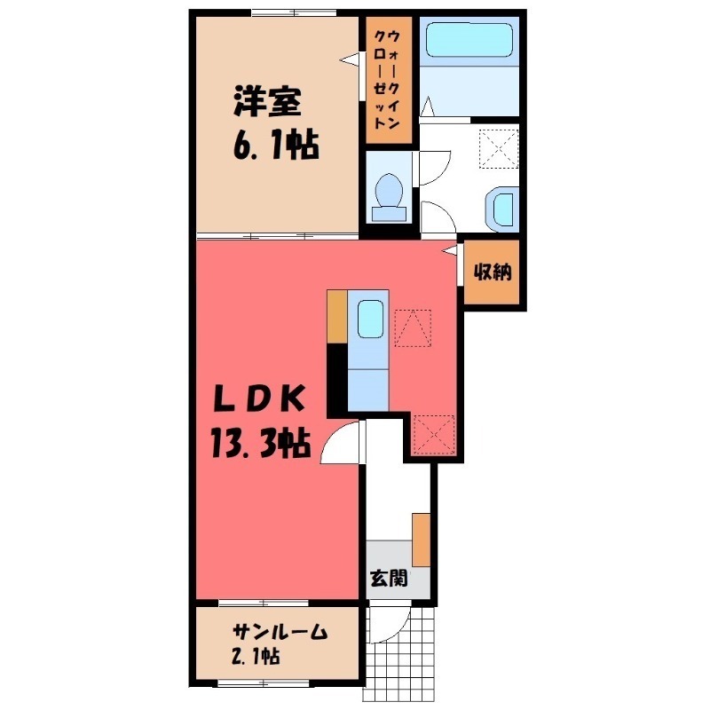 深谷市永田のアパートの間取り