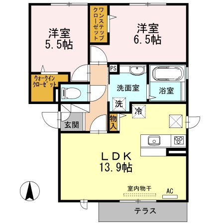 倉敷市玉島長尾のアパートの間取り