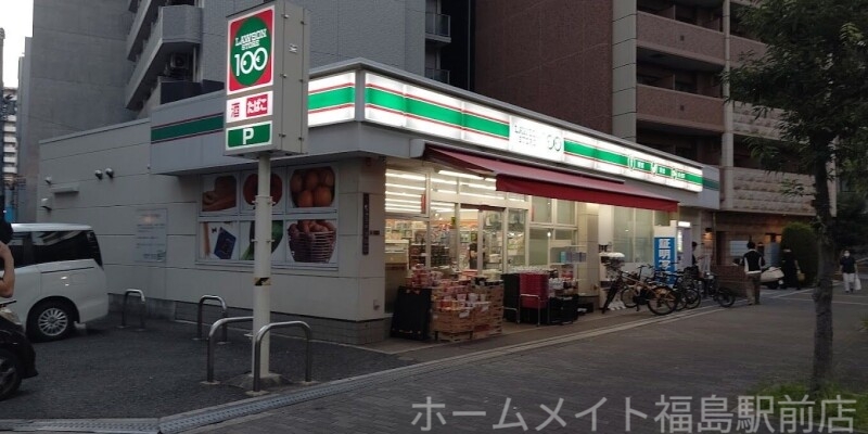 コンビニ　ローソンストア100西区立売堀店（コンビニ）まで165m