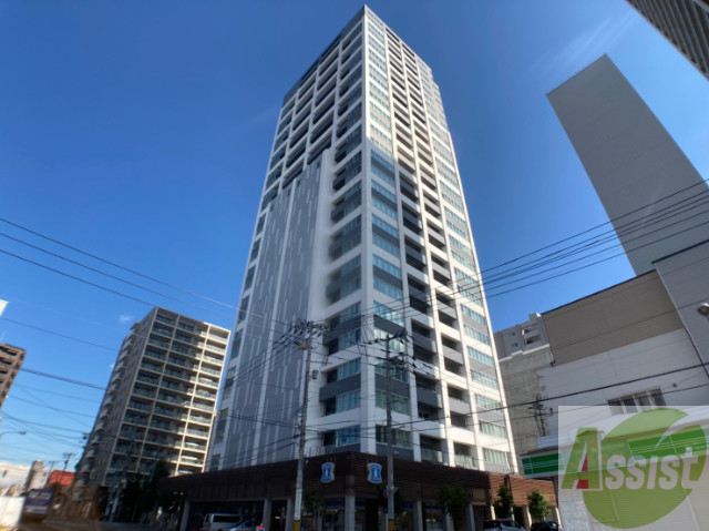 建物外観　札幌市中央区南３条東「ラフィネタワー札幌南３条」