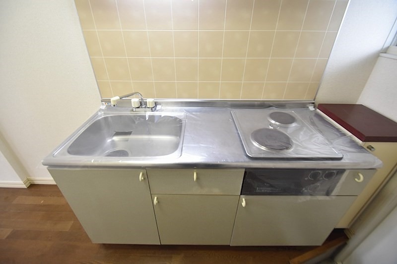 キッチン　グリル付き二口コンロのIHクッキングヒーター♪