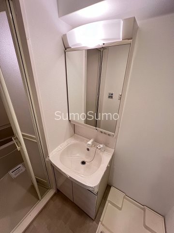 洗面設備　スペースが確保できる洗面所です