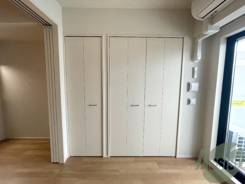 収納　クローゼットは二つあり、納得の収納量です。