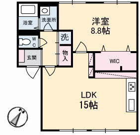 福山市伊勢丘のアパートの間取り