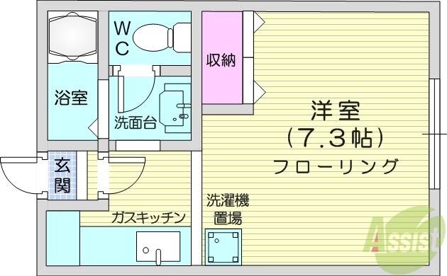 札幌市北区新琴似七条のアパートの間取り
