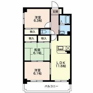 蒲郡市新井町のマンションの間取り