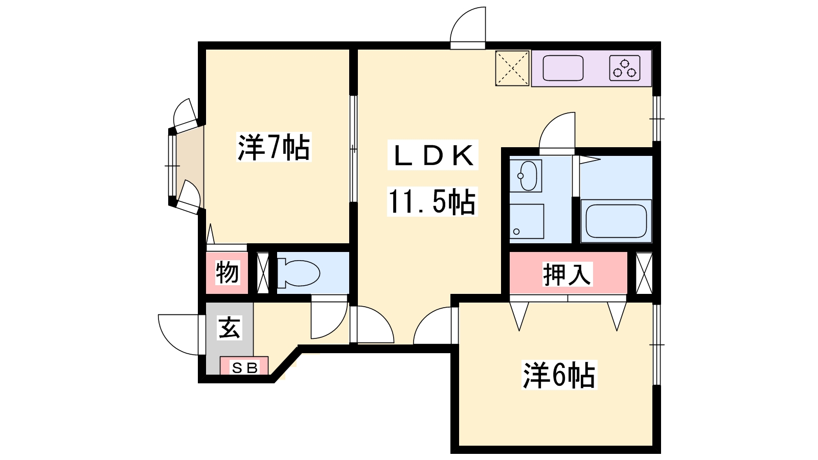 加西市北条町古坂のアパートの間取り