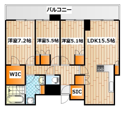 【横浜市神奈川区鶴屋町のマンションの間取り】