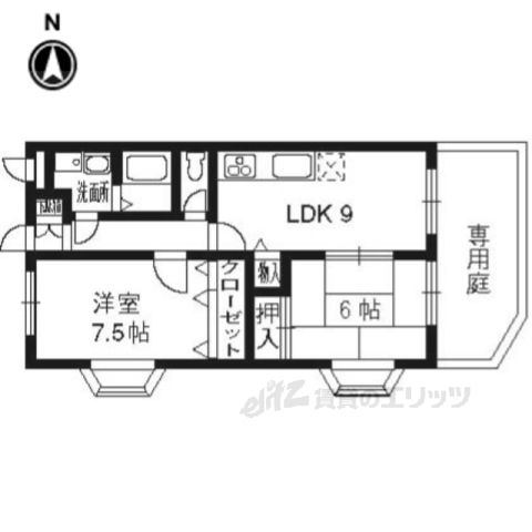 京都市西京区樫原硲町のマンションの間取り