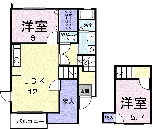 生駒市壱分町のアパートの間取り