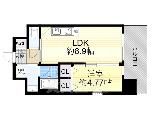 東大阪市足代北のマンションの間取り