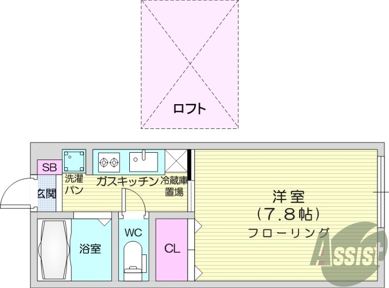 仙台市青葉区滝道のアパートの間取り