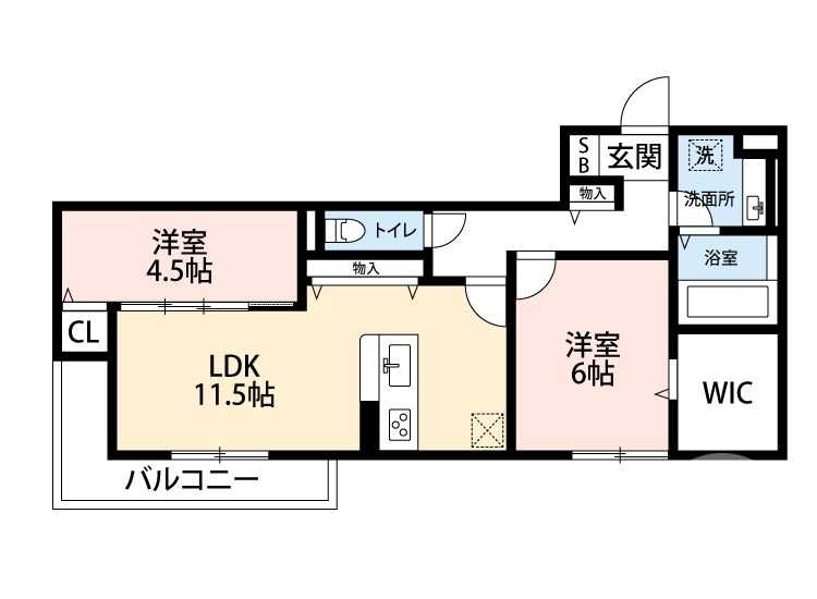 堺市北区黒土町のアパートの間取り