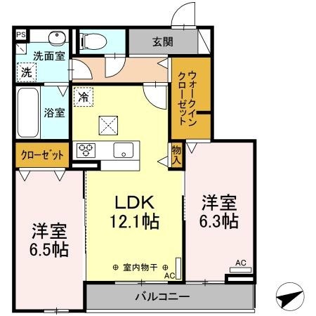 Ｄ－ｃｈａｍｂｒｅ　中川原の間取り