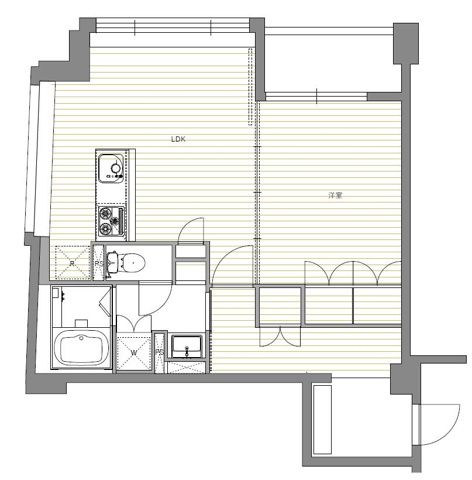 港区赤坂のマンションの間取り