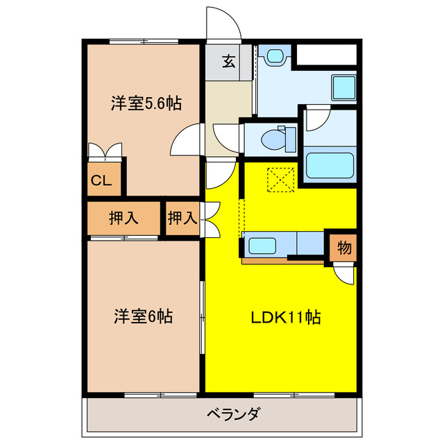 大垣市昼飯町のマンションの間取り