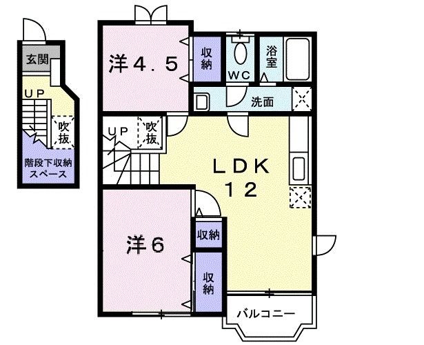 白石市旭町のアパートの間取り