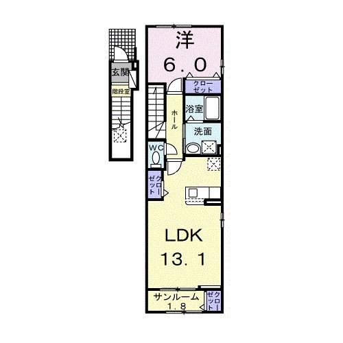 八戸市大字新井田のアパートの間取り