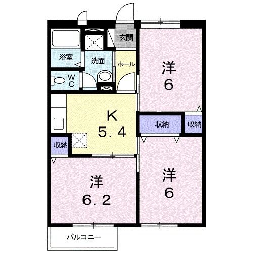 津山市沼のアパートの間取り