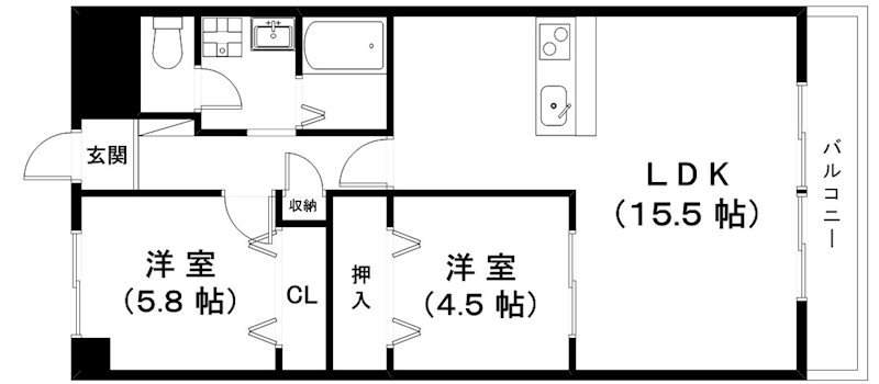 栗東市高野のマンションの間取り