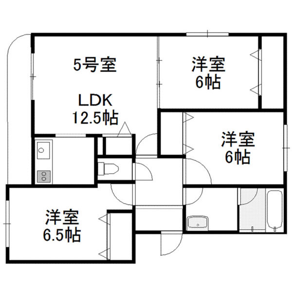 札幌市西区八軒九条西のマンションの間取り