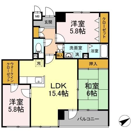 船橋市前貝塚町のマンションの間取り