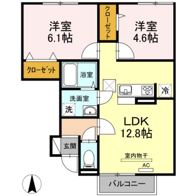 郡山市芳賀のアパートの間取り