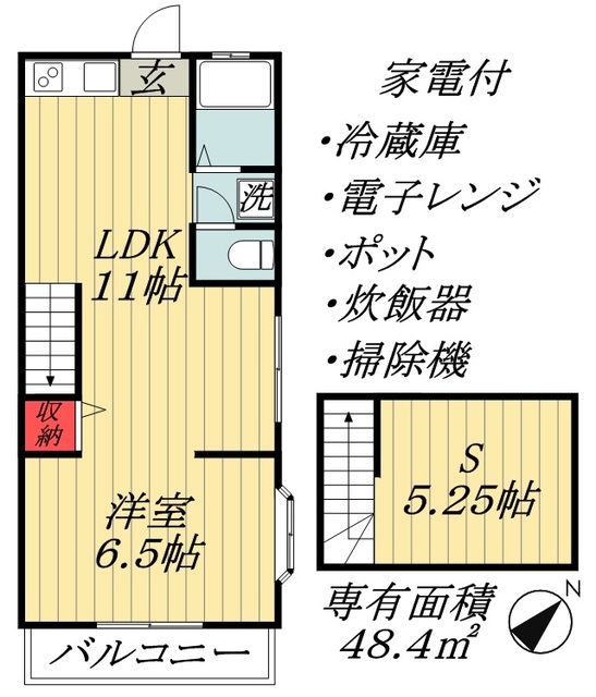 松戸市高塚新田のアパートの間取り