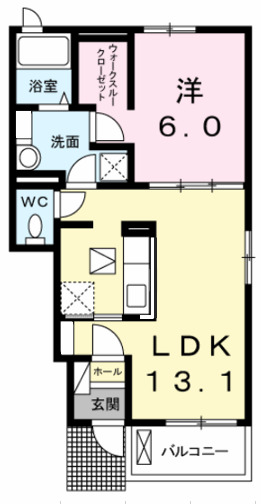 羽曳野市高鷲のアパートの間取り