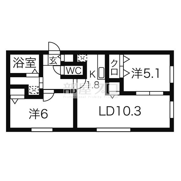 札幌市豊平区中の島二条のマンションの間取り