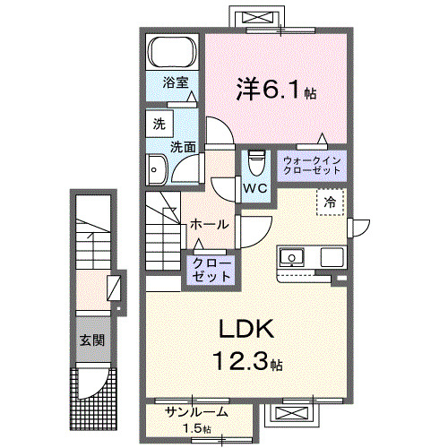 高岡市石瀬のアパートの間取り