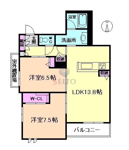 豊中市少路のマンションの間取り