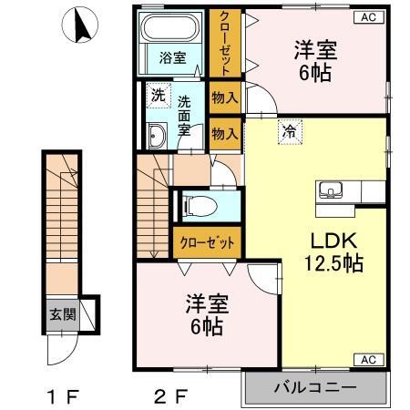 松山市清住のアパートの間取り