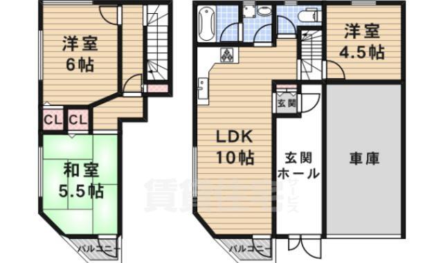 茨木市下中条町のマンションの間取り