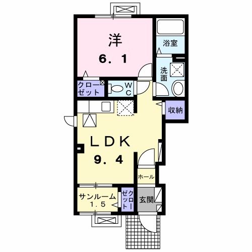 五泉市寺沢のアパートの間取り