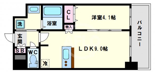 大阪市中央区内淡路町のマンションの間取り