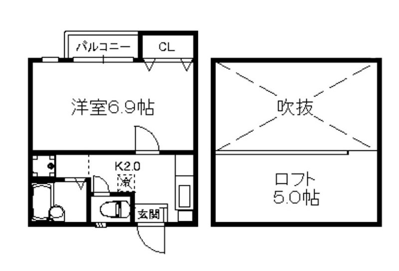 福岡市西区愛宕南のアパートの間取り