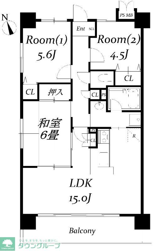 春日部市上蛭田のマンションの間取り