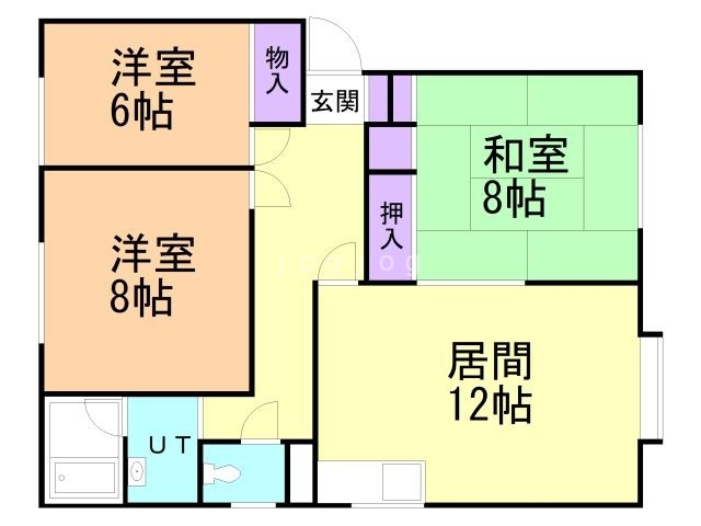 札幌市北区屯田六条のアパートの間取り