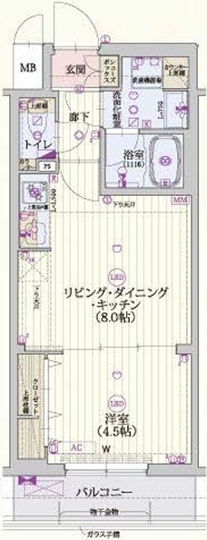 京都市南区唐橋経田町のマンションの間取り