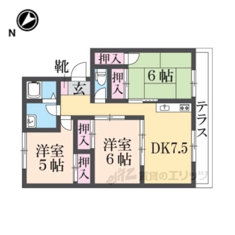 大津市一里山のマンションの間取り