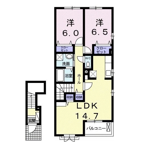 【八代市松江町のアパートの間取り】