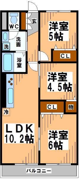 武蔵野市中町のマンションの間取り