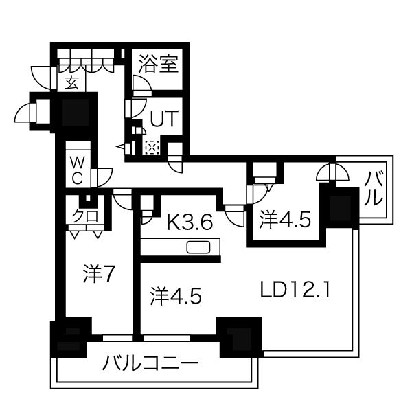 札幌市厚別区厚別中央一条のマンションの間取り