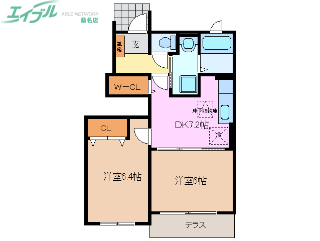 桑名市大字江場のアパートの間取り