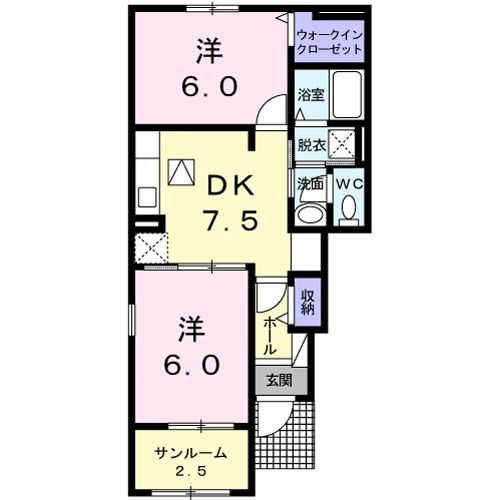 【朝倉郡筑前町当所のアパートの間取り】