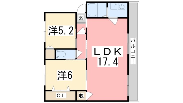 姫路市広畑区小坂のマンションの間取り