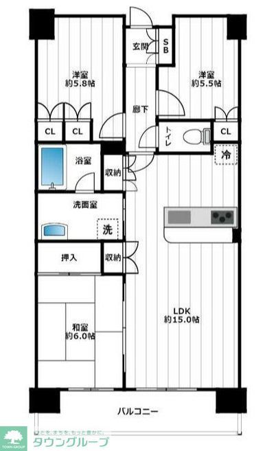 千葉市中央区千葉港のマンションの間取り